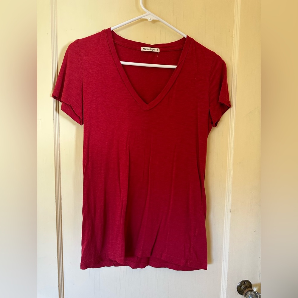 Buy One, Get 2 Free
 - Marine Layer V-Neck Shirt - Size S, Brick Red